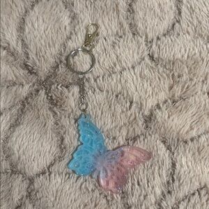 Blue and Pink Butterfly Keychain (handmade)
